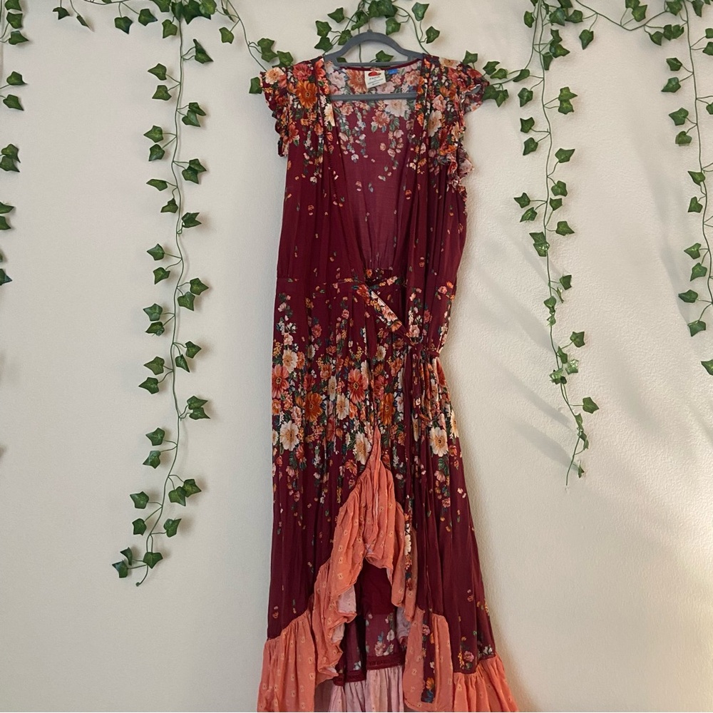 Farm RIO x Anthropologie Floral Maxi Sleeveless Wrap Dress